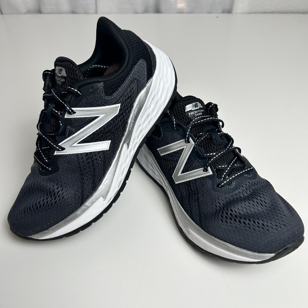 New Balance Fresh Foam Evare Black Silver Running Shoes WVARELB1 Womens 9 D Wide